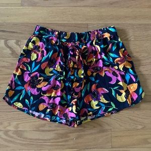 Black Floral Shorts